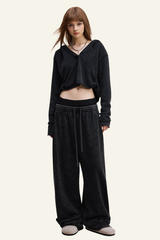 Women's Vintage Streetwear Set:Hoodie & Casual Pants