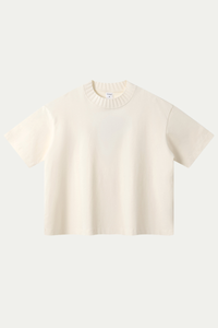 Women's 305g Cotton Colorblock Knit Boxy Crewneck Tee