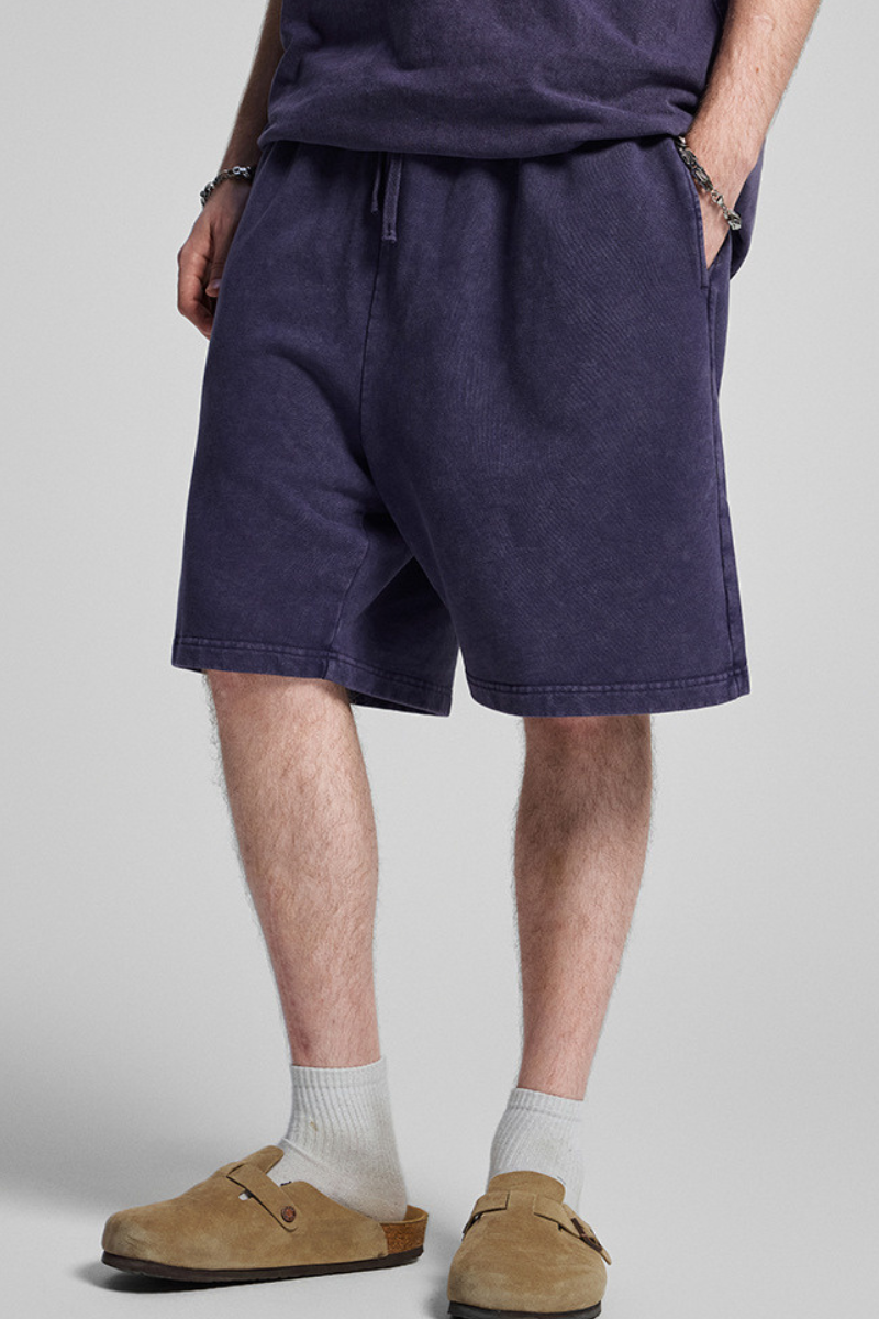 Men's Summer 320g Washed Batik Loose 9 Color Shorts