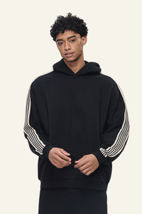 Men's Streetwear Side-Striped Solid Hoodie