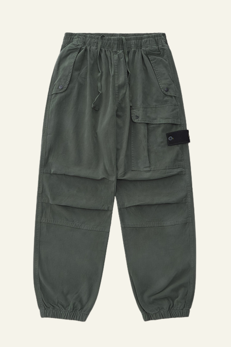 Men's Streetwear Pleated Pocket Cuffed Pants