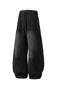 Men's Spring Summer Washed Vintage Wide Curved Jeans
