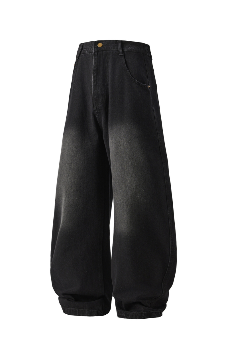 Men's Spring Summer Washed Vintage Wide Curved Jeans