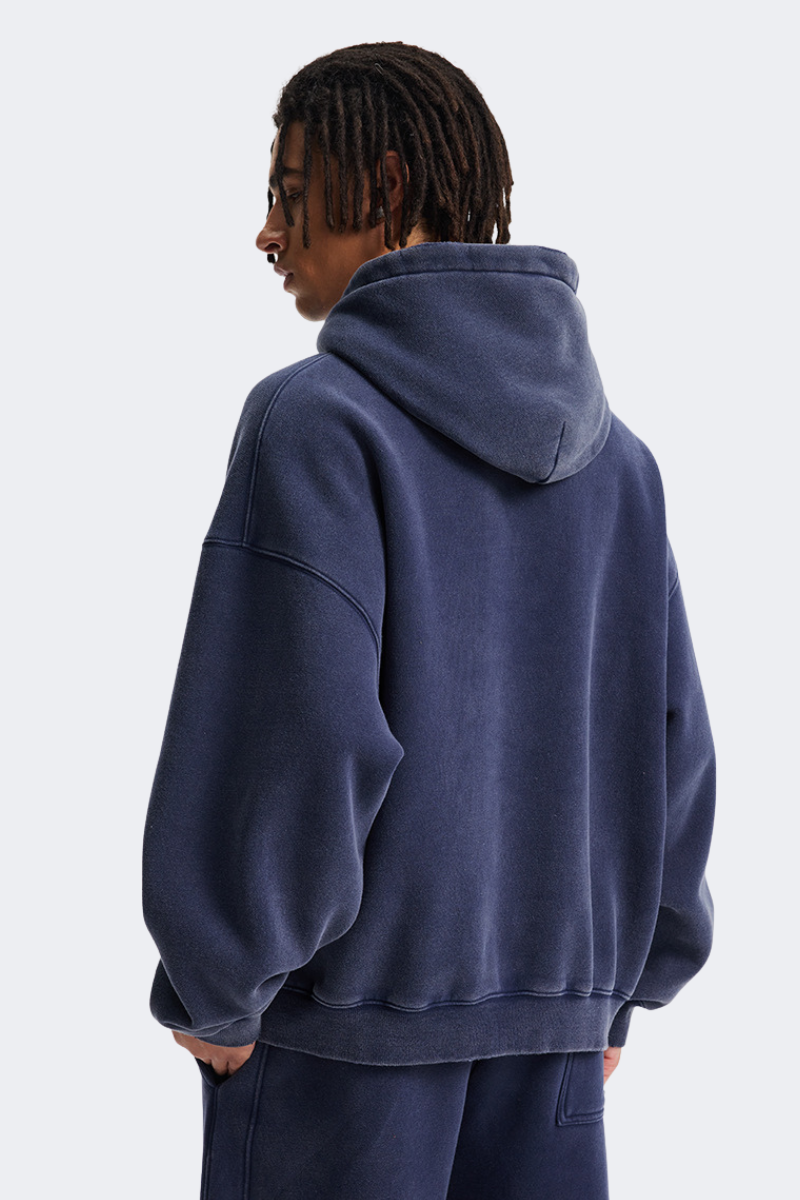 Men's Streetwear Vintage Washed Front Pocket Hooded