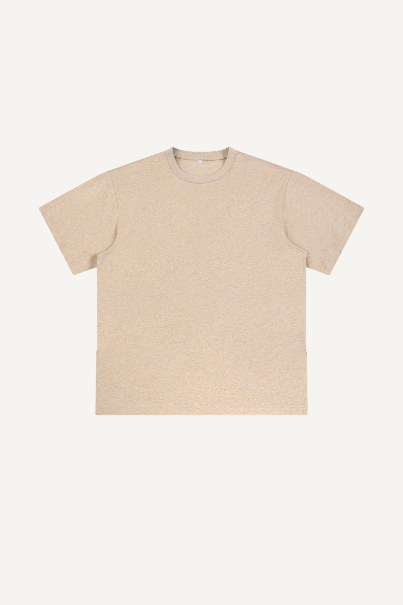 Men's Summer 260g Solid Cotton Loose Cuffed Tee