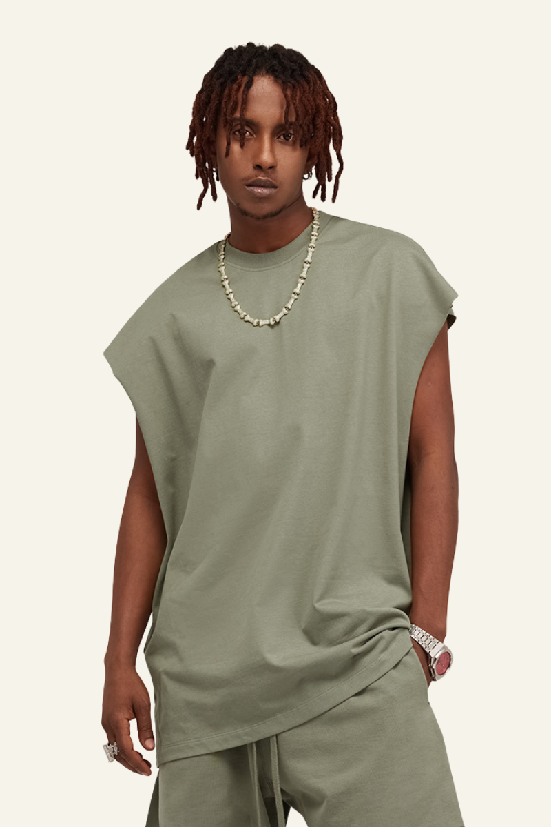 Men's Streetwear Heavyweight Cotton Sleeveless Top
