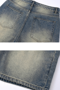 Men's Summer 385g Loose Raw Edge Ripped 5" Denim Shorts