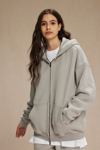 Women's Streetwear Wax-Dyed Vintage Solid Hooded Jacket