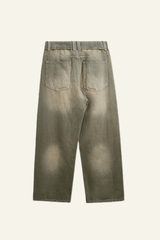 Men's Streetwear Vintage Washed Distressed Wide-Leg Jeans