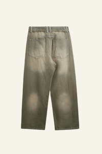 Men's Streetwear Vintage Washed Distressed Wide-Leg Jeans