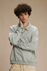 Men's Streetwear Polo Collar  Sweatshirt