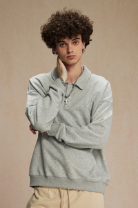 Men's Streetwear Polo Collar  Sweatshirt