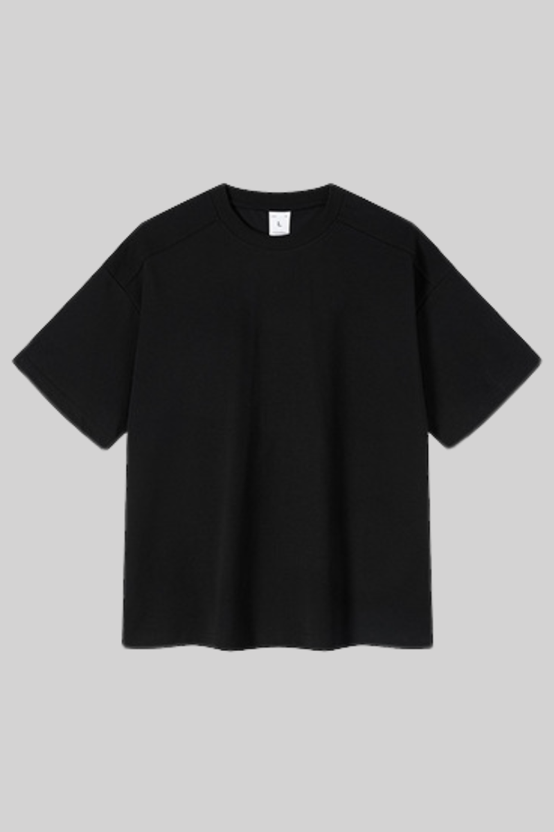 Men's Summer 220g Ribbed Crewneck Solid Set-in Quick Dry Tee