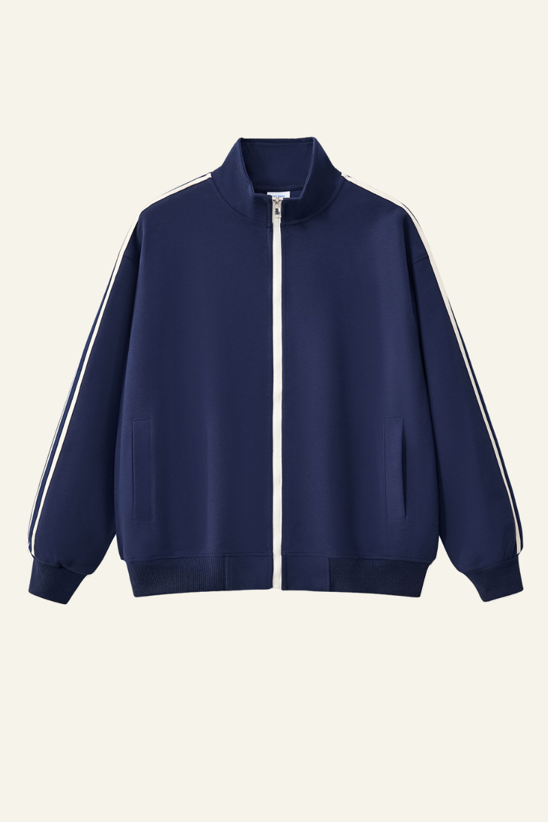 Women's  Streetwear Striped Full Zipperl Athletic Jacket.