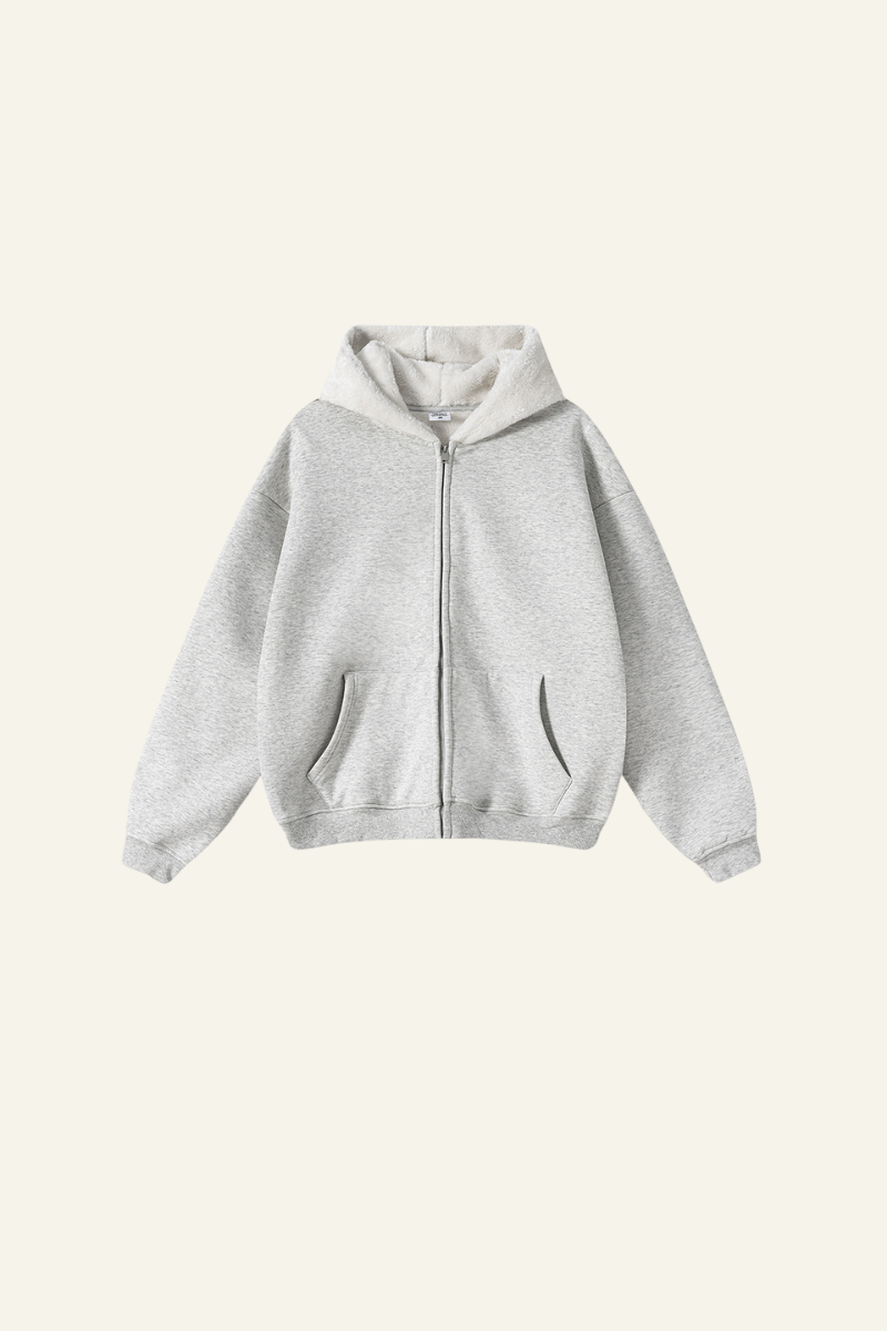 Men's Streetwear Brand Fleece-Lined Hooded Jacket
