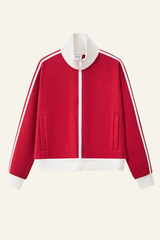 Women's Streetwear Vintage Stand-Collar Side-Striped Jacket