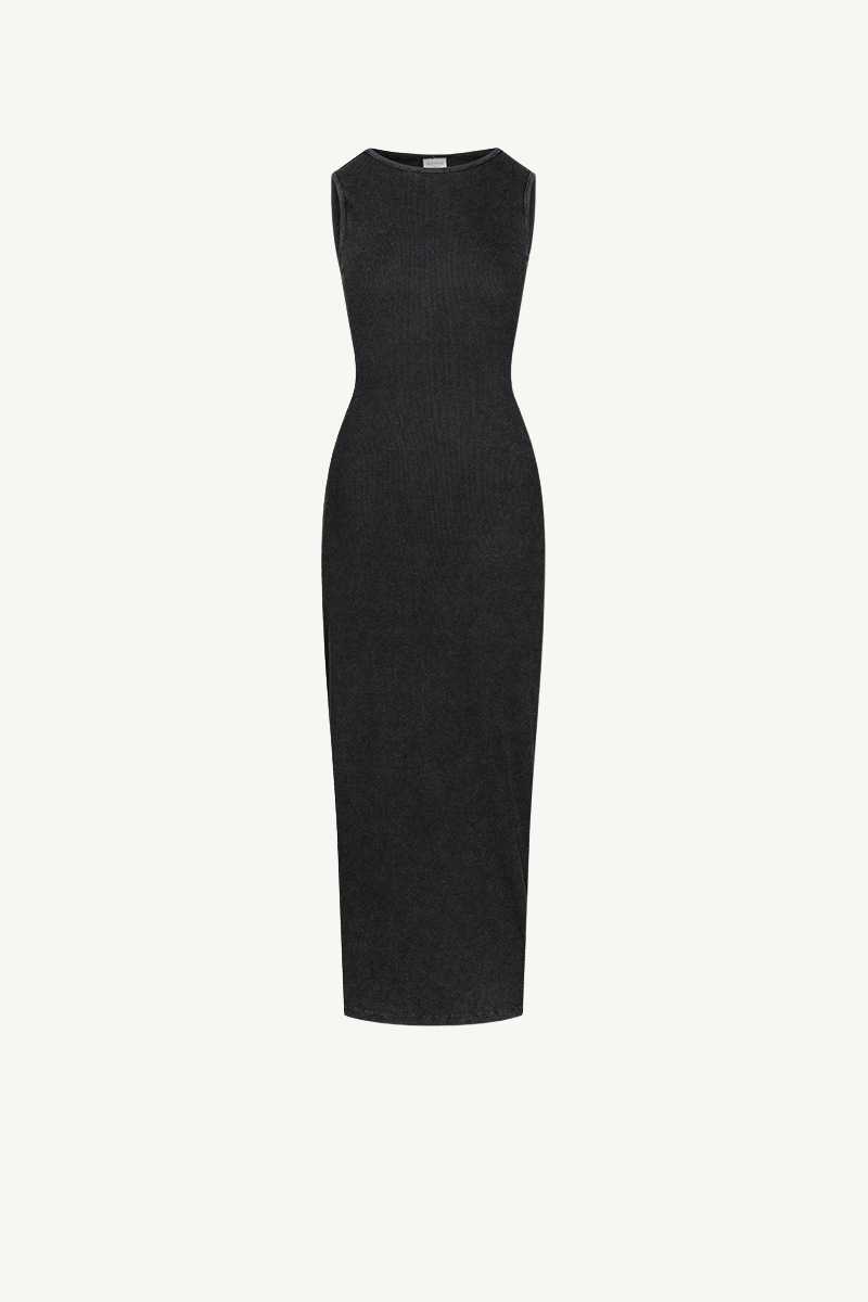 Women's Spring Summer 275g Washed Slim Knit Maxi Dress