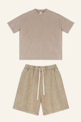 Women's Cotton Dopamine Set: T-shirt & Athletic Wear Short