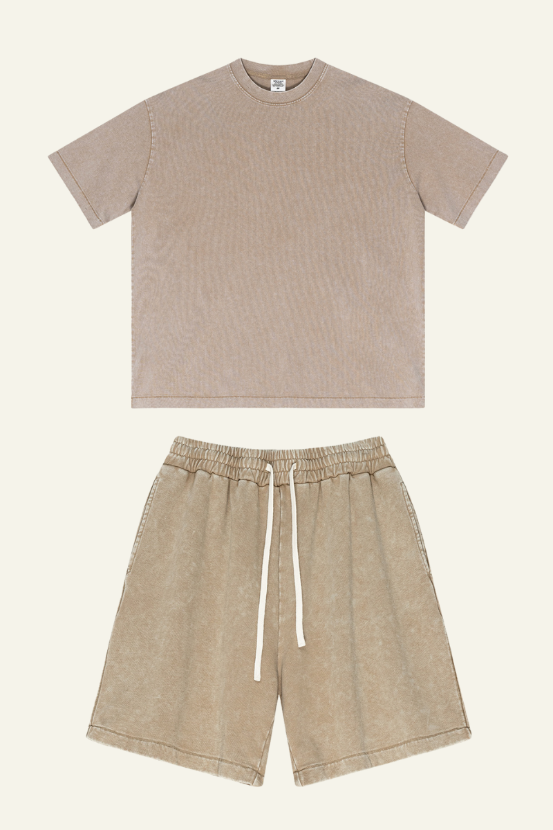 Women's Cotton Dopamine Set: T-shirt & Athletic Wear Short