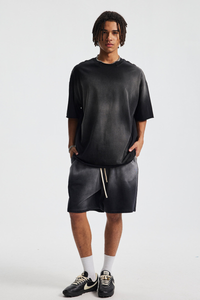 Men's Cotton Gradient Set: Loose-fitting T-shirt And Short
