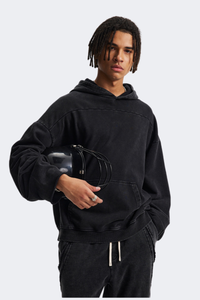 Men's Cotton Streetwear Washed Drop-Shoulder Hoodie