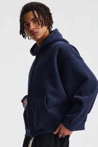 Men's Streetwear Two-Way Zipper Hooded Jacket