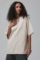 Women's Summer 275g Washed Batik Oversized Small Neck Tee