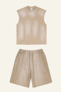 Men's Vintage Gradient Cotton Set:T-shirt And Short