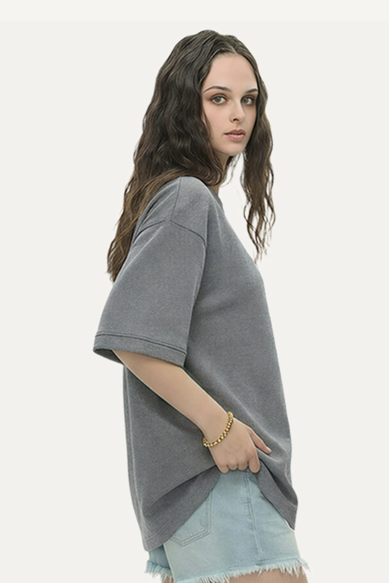 Women's 280g Cropped Oversized Terry Cuff Crewneck Tee