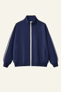 Men's Streetwear Striped Full Zipperl Athletic Jacket.