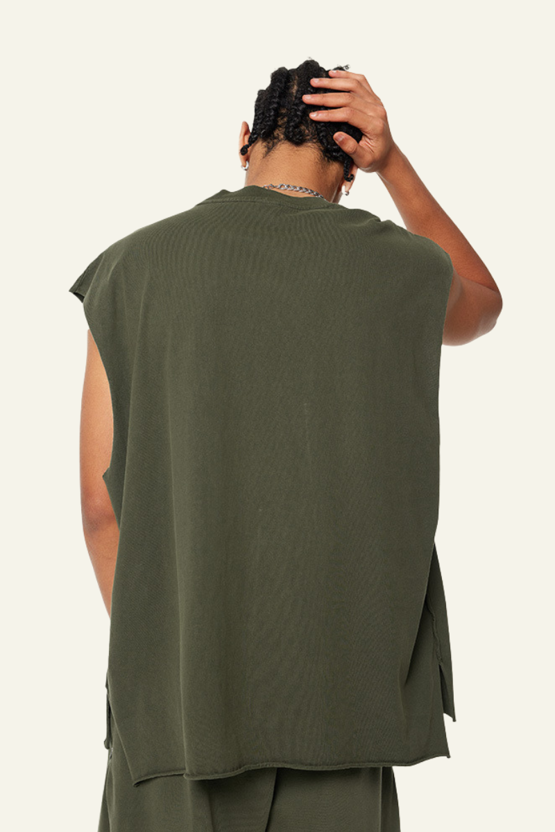 Men's Cotton 270 Heavyweight Washed Side Slit Tank Top