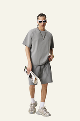 Men's Cotton Streetwear Vintage Set:T-shirt And Short