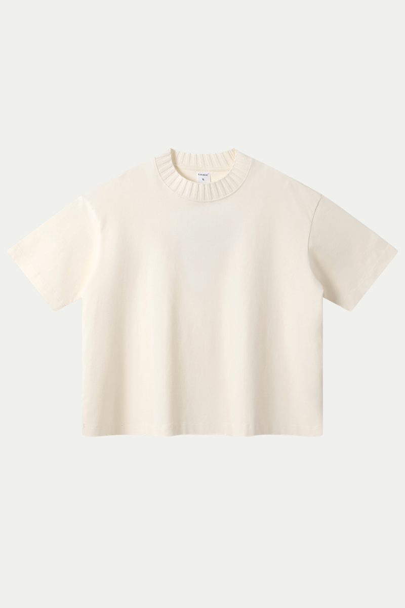Men's 305g Cotton Colorblock Knit Boxy Crewneck Tee