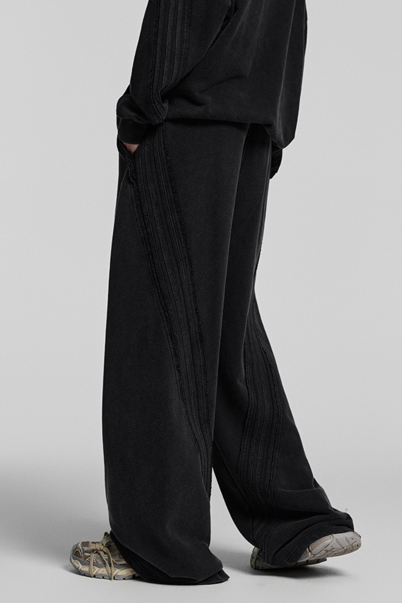 Men's Fall Winter Cotton Webbing Washed Loose Straight Pants