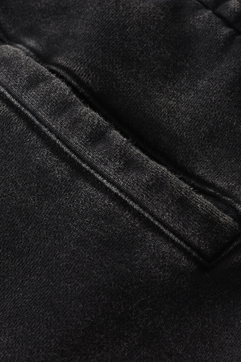 Men's Cotton Streetwear Washed Worn-Out Curved-Blade Pants