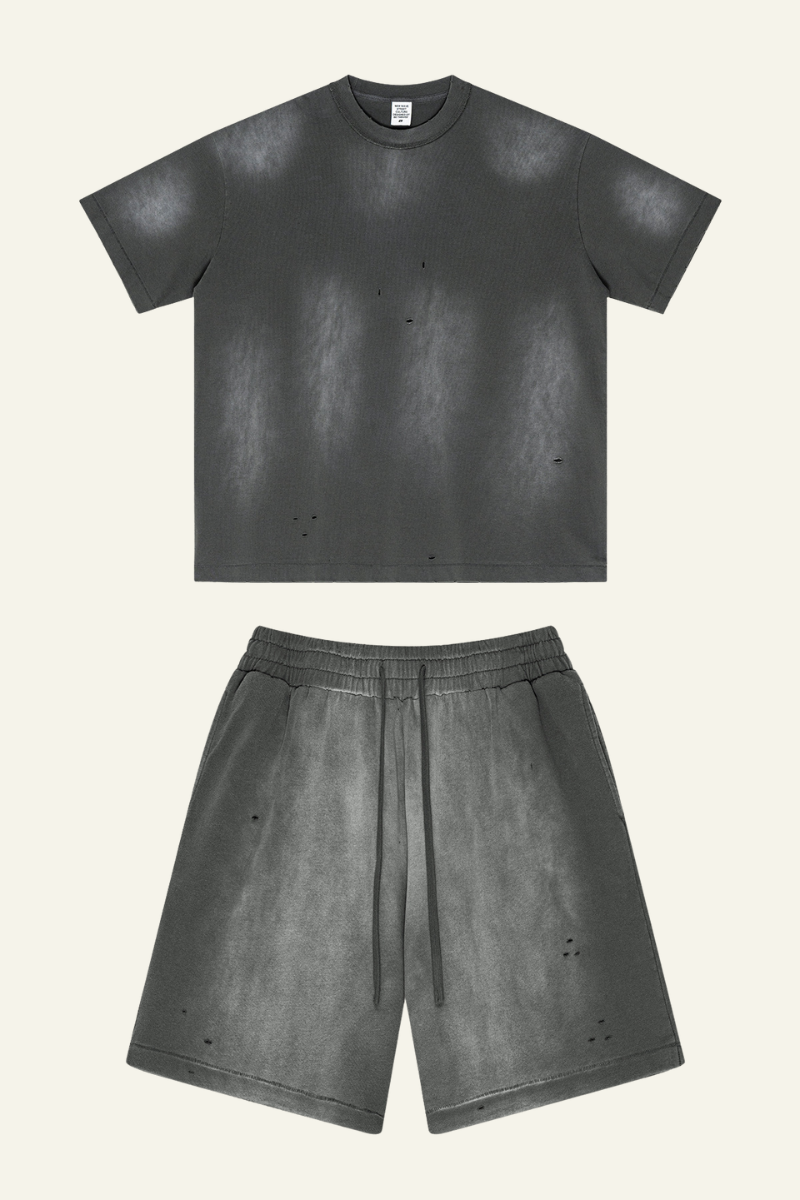 Men's Streetwear Cotton Set:Sleeveless T-shirt And Short