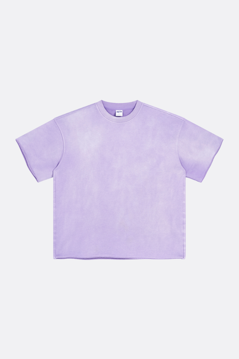Unisex Streetwear Washed Distressed Curled Hem T-shirt