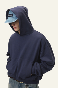 Men's Streetwear Short Loose-fitting Drop Shoulders Hoodie