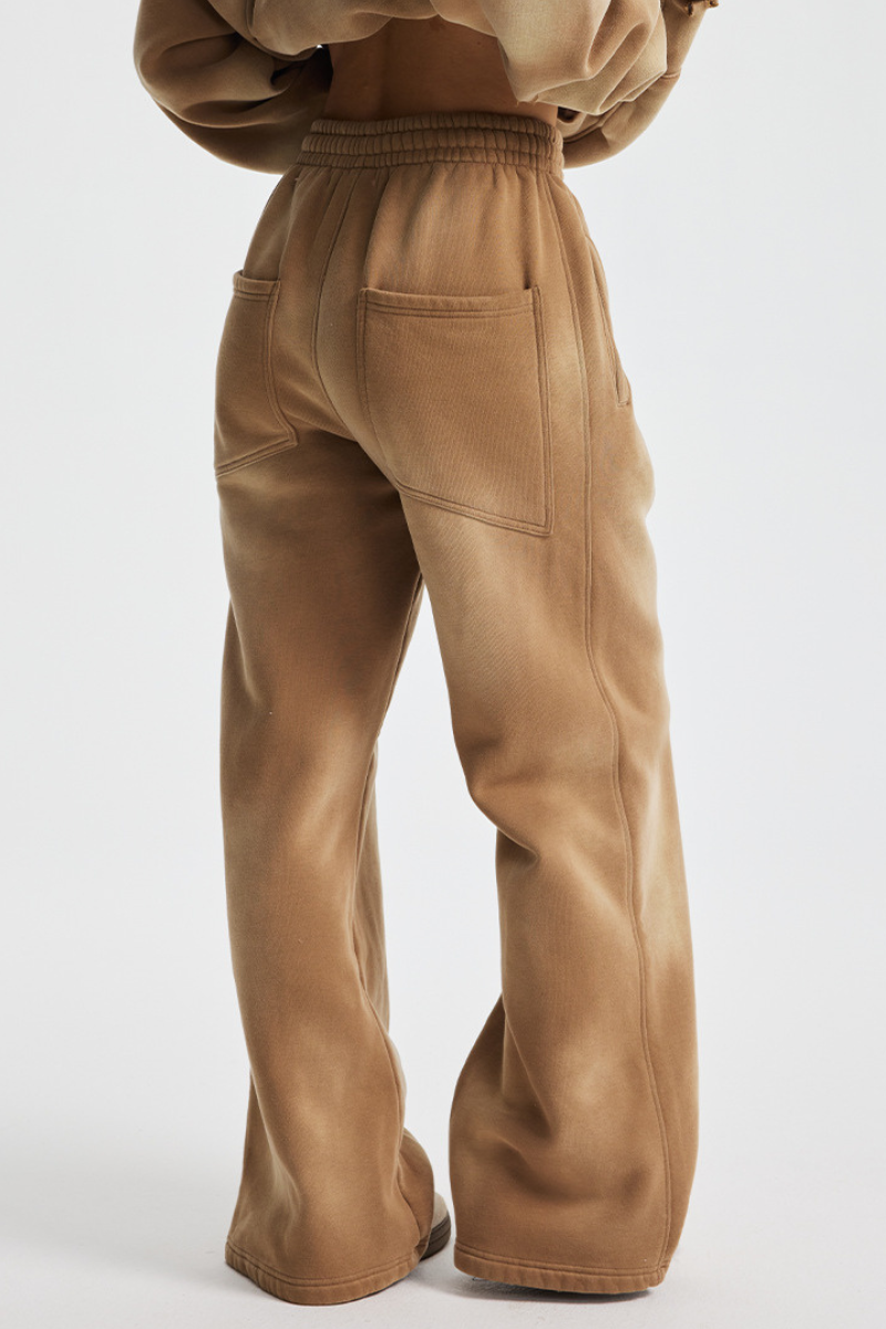 Men's Streetwear Washed Distressed Fleece-Lined  Pants