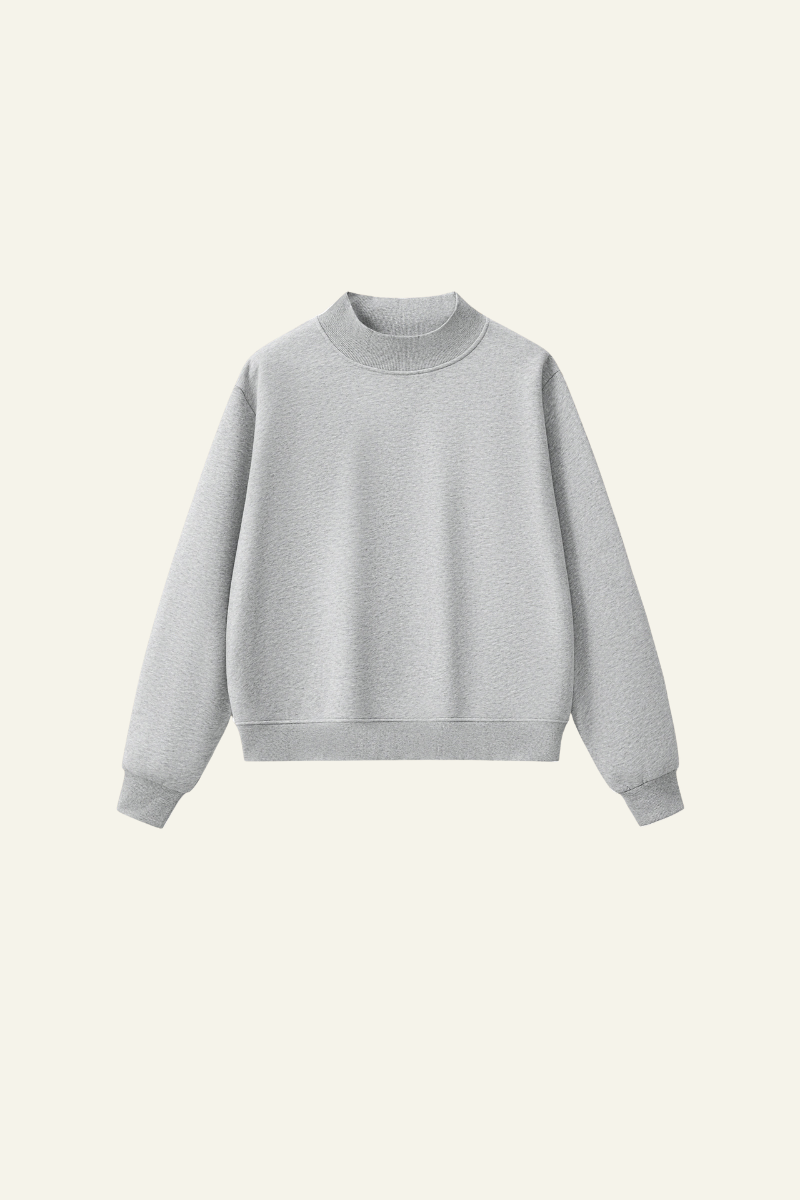 Women's Streetwear Stand-Collar Solid Mock Neck Sweatshirt