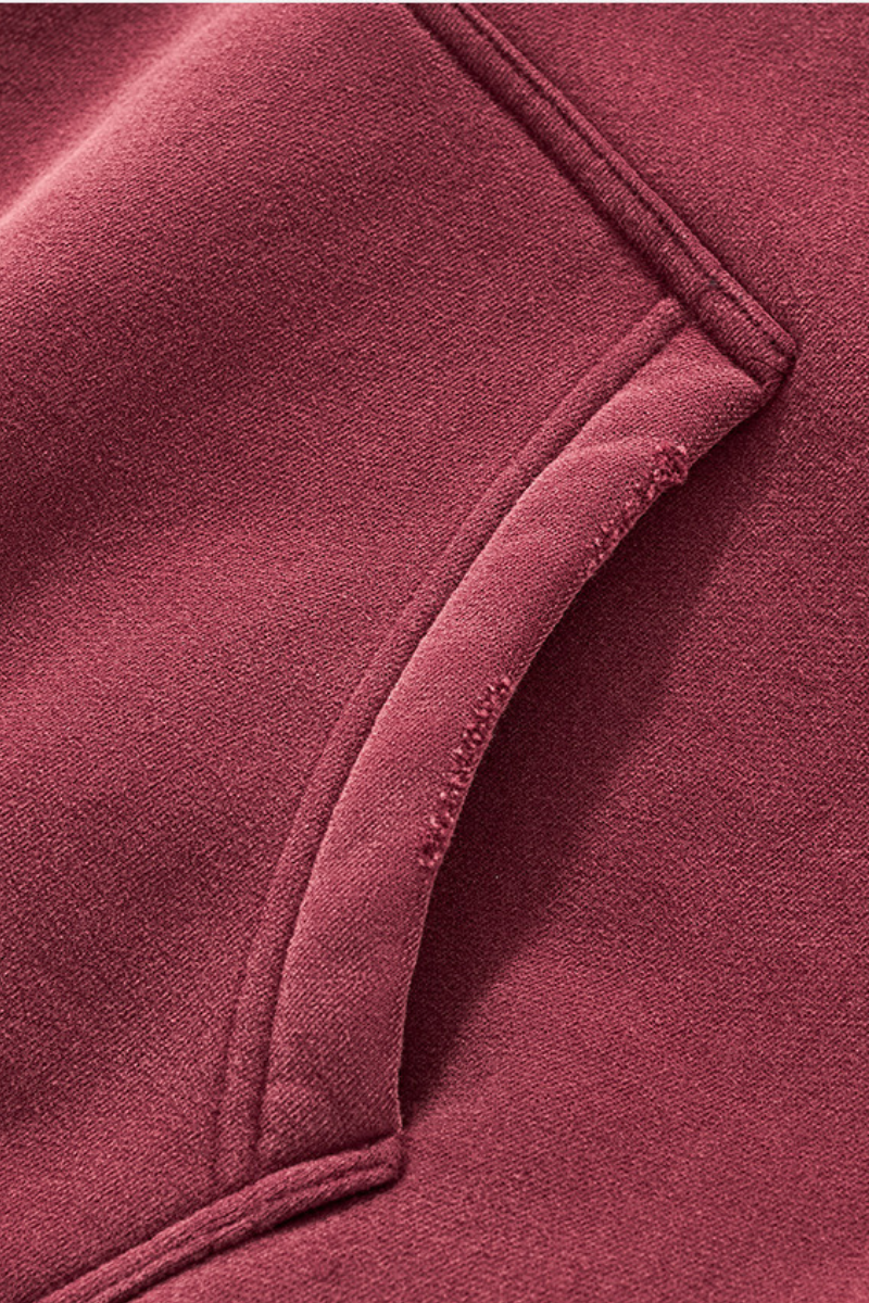Men's Fleece-Lined Thick Washed Distressed Hoodie.