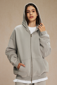 Women's Streetwear Wax-Dyed Vintage Solid Hooded Jacket