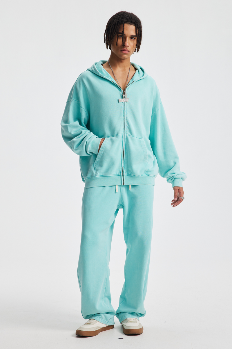 Men's Cotton Streetwear Set:Full Zipper Hooded Jacket  And Sweatpants