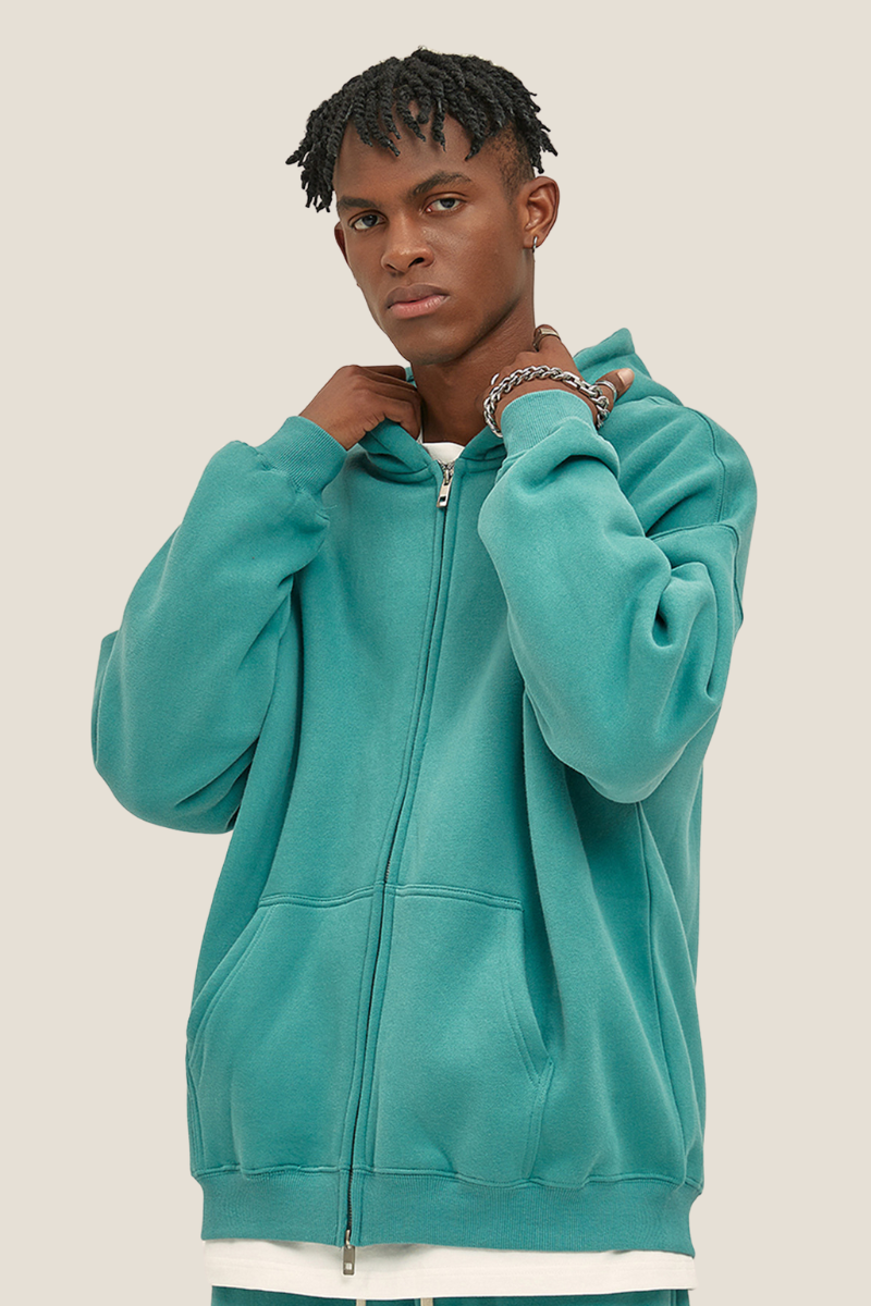 Men's Streetwear 350G Heavyweight Full Zipper Hooded Jacket
