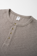 Women's Summer Button Placket Oversized Tee - Natural Fabric