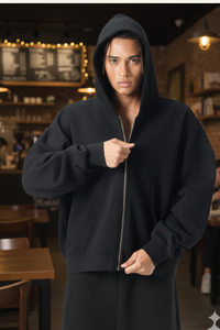 Men's Streetwear Cropped Full Zipper Hooded Jacket
