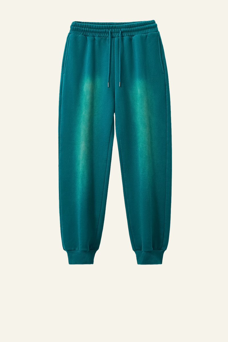 Men's  Streetwear Washed Fleece-Lined Gradient Cuffed Pants