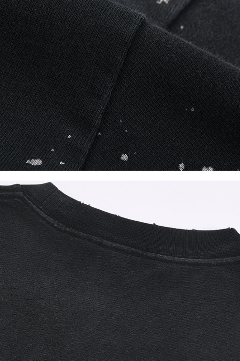 Men's 250g Cotton Distressed Loose Spray Wash Tee