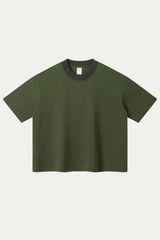 Women's 305g Cotton Colorblock Knit Boxy Crewneck Tee