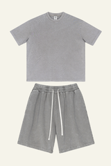 Women's Cotton Dopamine Set: T-shirt & Athletic Wear Short